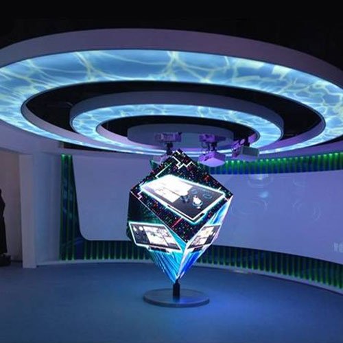 creative rubik's cube led display installed in science and technology museum