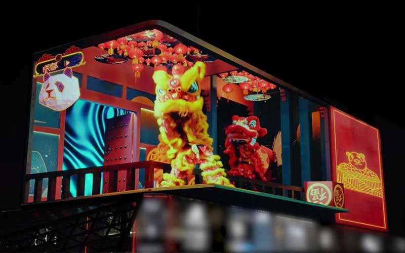 Lion Dance Video Using Outdoor 3D LED Display