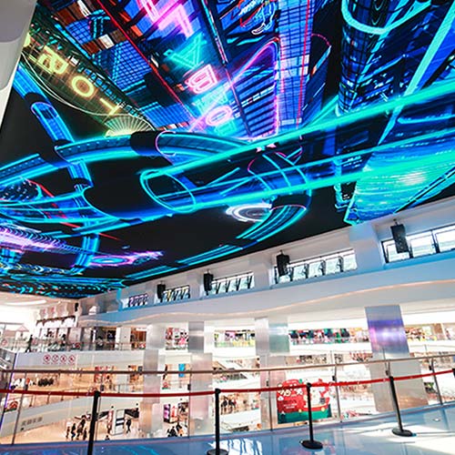 Canopy LED Display At The Top Of The Shopping Mall