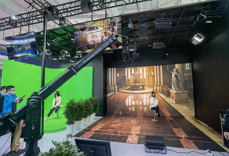 A Stage Backdrop Screen Is Used For Film Production