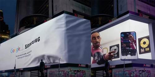 Google Uses 3D Billboard In Times Square To Promote Assistant On Z Flip 4